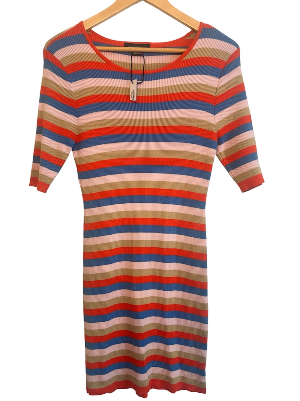 NWT Sanctuary Multi Stripe Ribbed Knit Mini Dress Size Large Colorful
